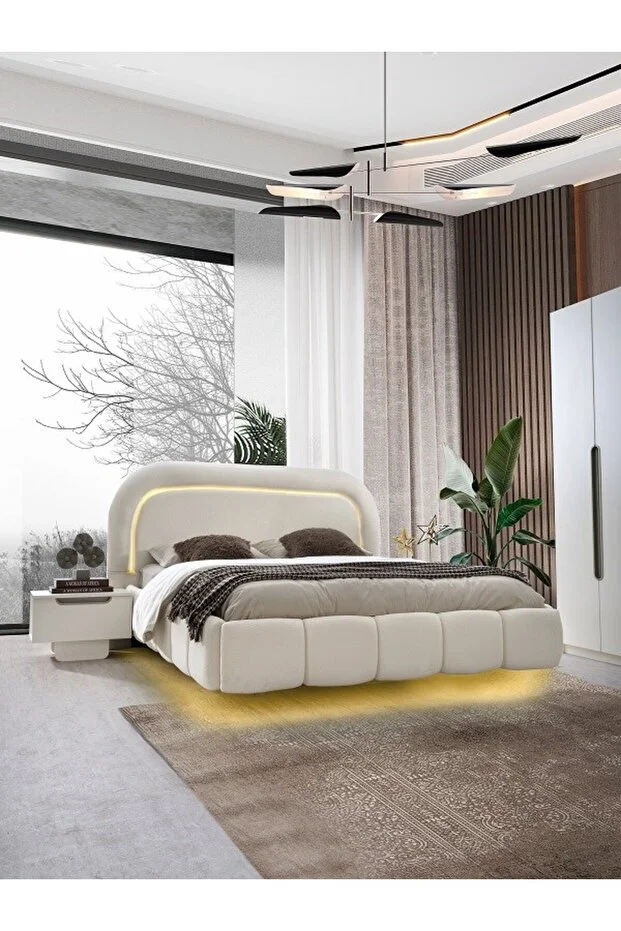 KUMSAL MDF BAZALI KARYOLA VE BAŞLIK 160x200